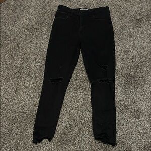 Abercrombie & Fitch Black Distressed Skinny Jeans